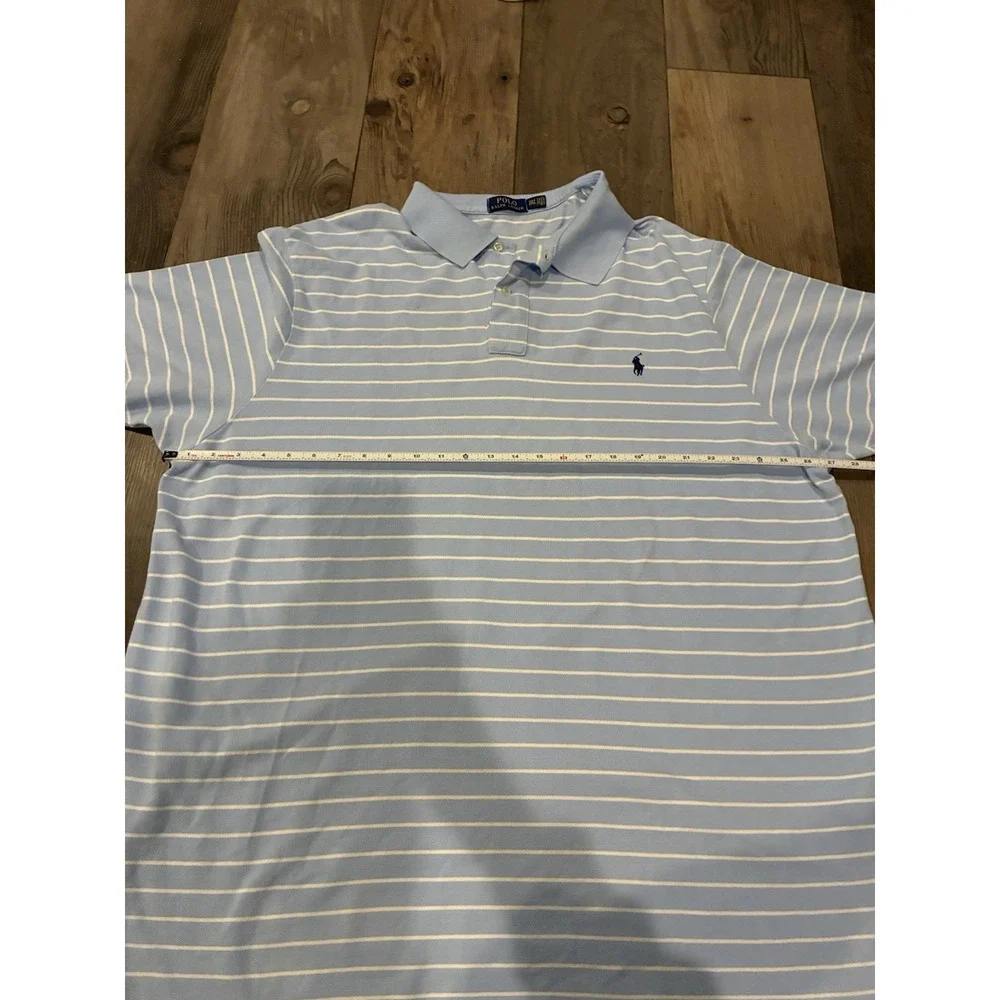 Polo Ralph Lauren Men's 3XLT Blue White Striped Custom Fit Pony Polo Shirt